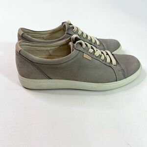 Ecco Shoes Womens Size 8 Gray Leather Walking Lace Up Casual Sneakers